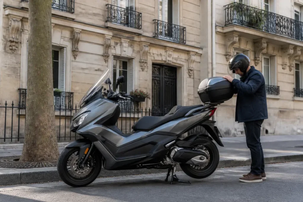 X-ADV 125 : neuf ou occasion, quel prix ? Un scooter crossover x adv 125 garé dans une rue urbaine française