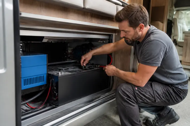 Installation d un bloc de batteries lithium et gestion électrique dans un camping-car