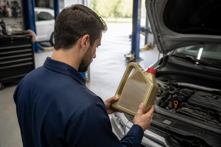 Personne consultant les spécifications d'un bidon d'huile 5w30 pour quel moteur avant la vidange
